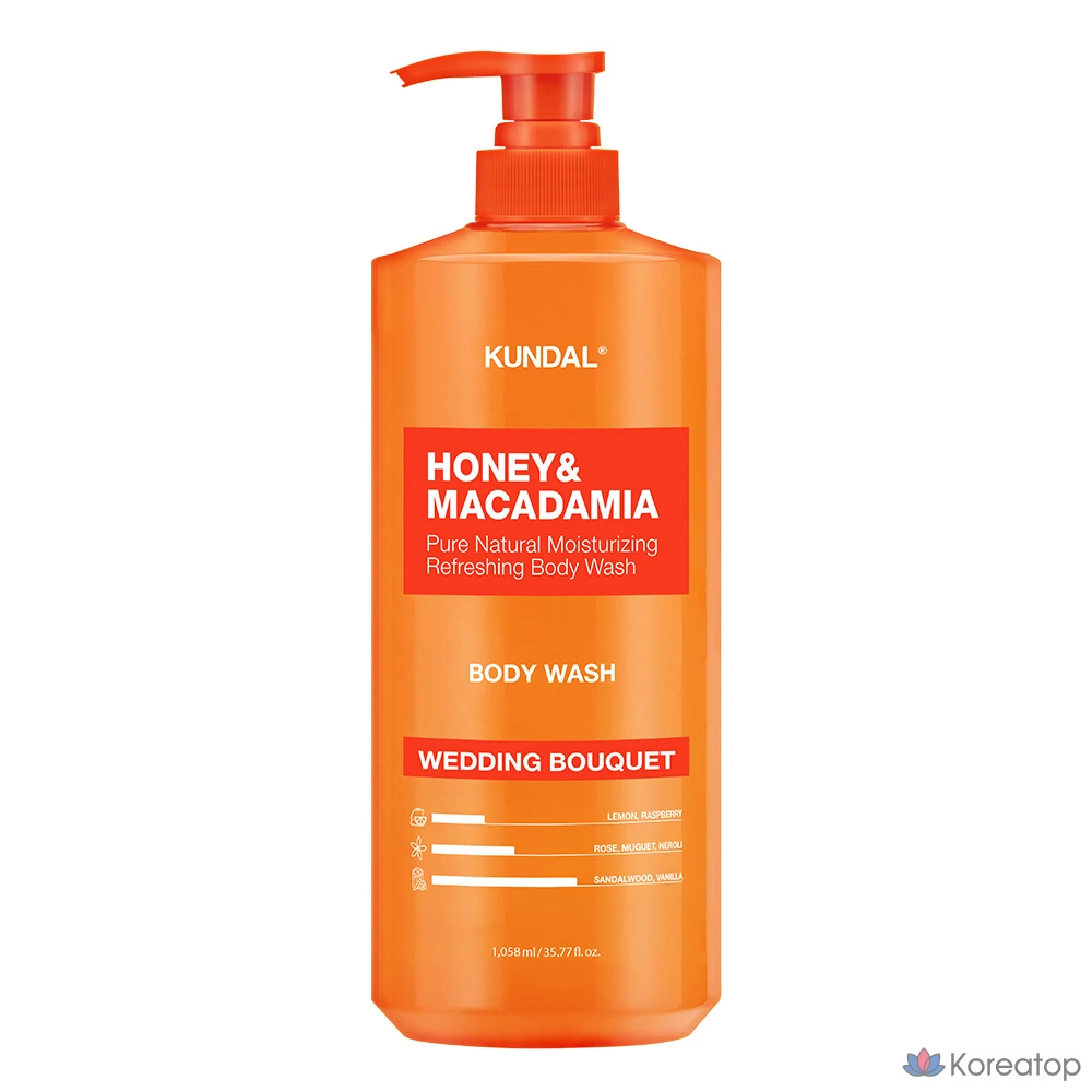 Гель для душа Kundal Pure с ароматом «Свадебный букет», 1,058 л, 1 упаковка.