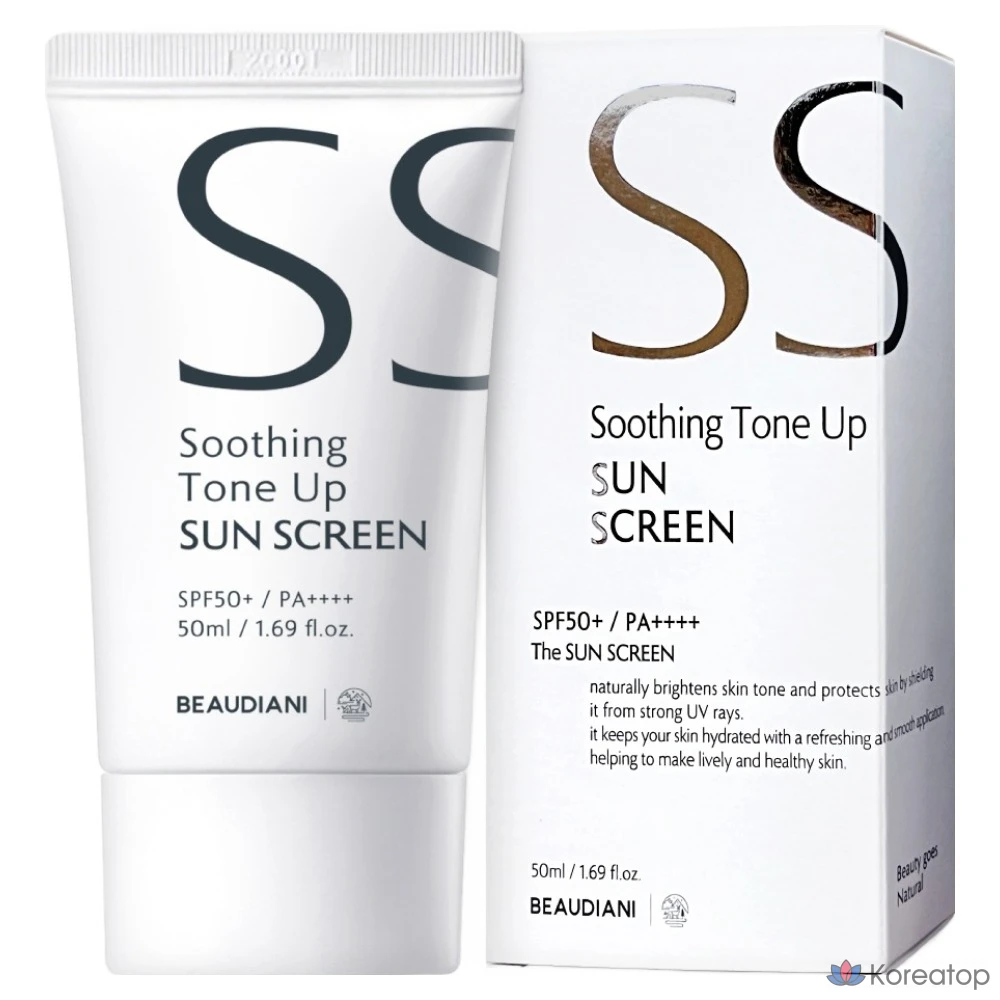 Успокаивающий солнцезащитный крем Beaudiani Soothing Tone-Up Sunscreen SPF50+ PA++++, 50 мл, 1 шт.