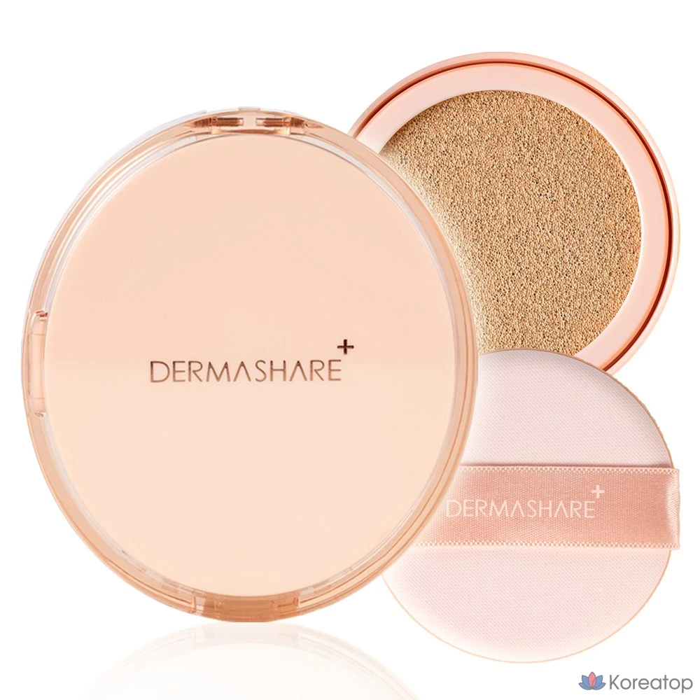 Тональный крем-кушон Dermashare Vegan Radiant Glow Long-Lasting Air Fixing Cover Cushion Pact, № 21, 1 основной продукт + 1 сменный блок, 1 шт.