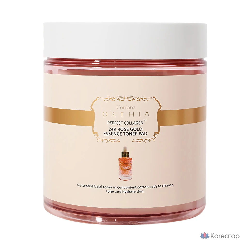 Тонизирующие подушечки Coreana Orcia 24K Rose Gold Essence, 100 листов, 1 упаковка.
