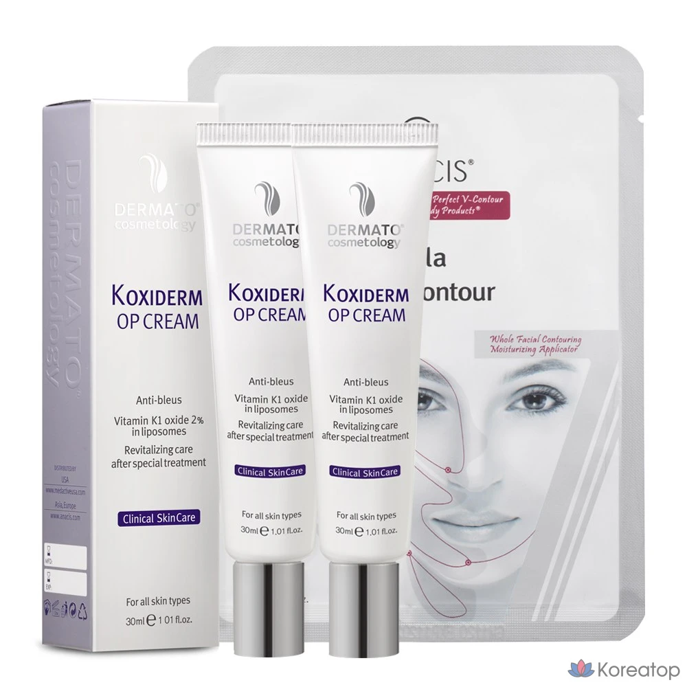 Крем ANACIS K-Oxyderm OP Inmodem с витамином K, 15 мл, 2 упаковки масок Olive Young Mask, 1 упаковка.