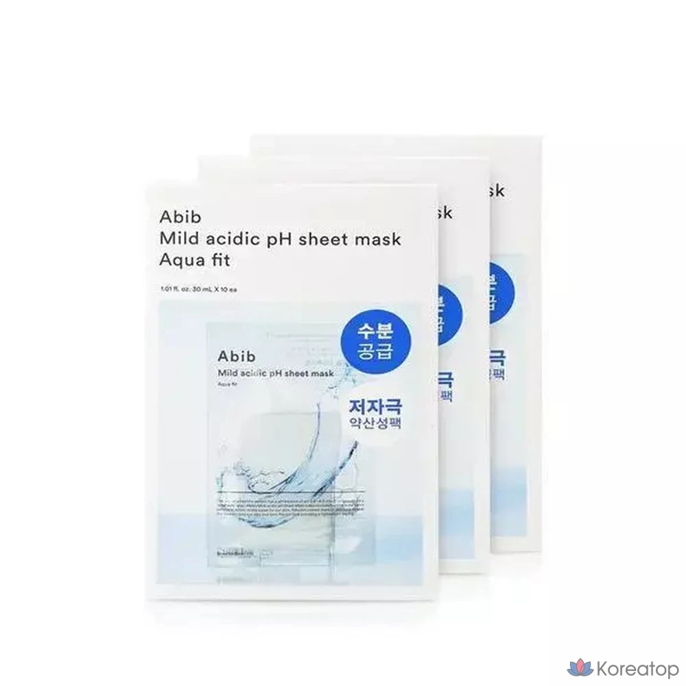 Маска для лица Herb Abib с мягким кислым pH, Aqua Fit, 10 листов, 3 коробки, 10 штук, 3 упаковки
