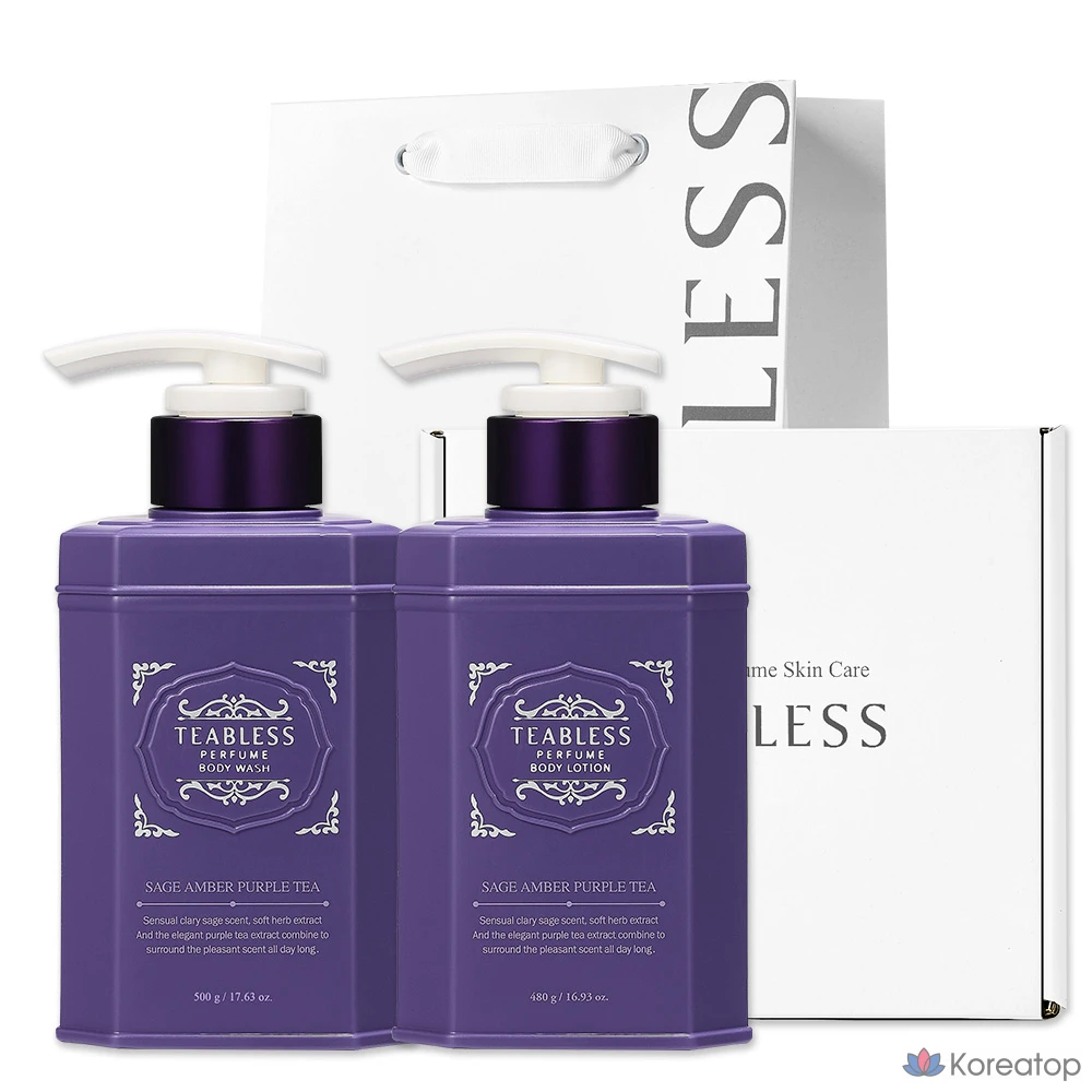 Teabless Sage Amber Purple Tea: лосьон для тела и гель для душа, 1 комплект.