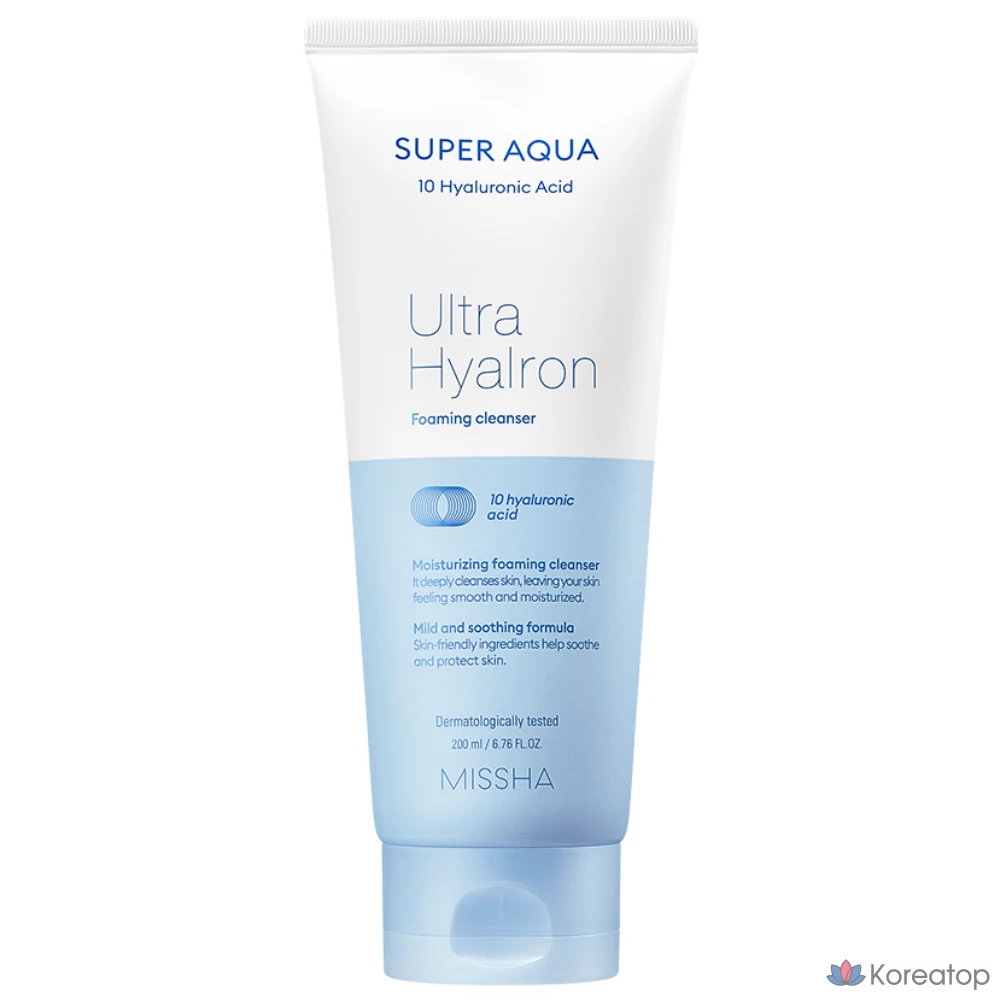 Пенка для умывания Missha Super Aqua Ultra Hyalron Foaming Cleanser, 200 мл, 1 шт.