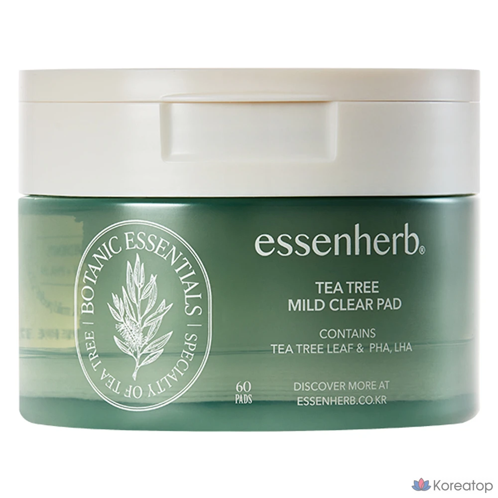 Прозрачные ватные диски EssenHerb с маслом чайного дерева, 160 г, 1 упаковка, 60 листов.