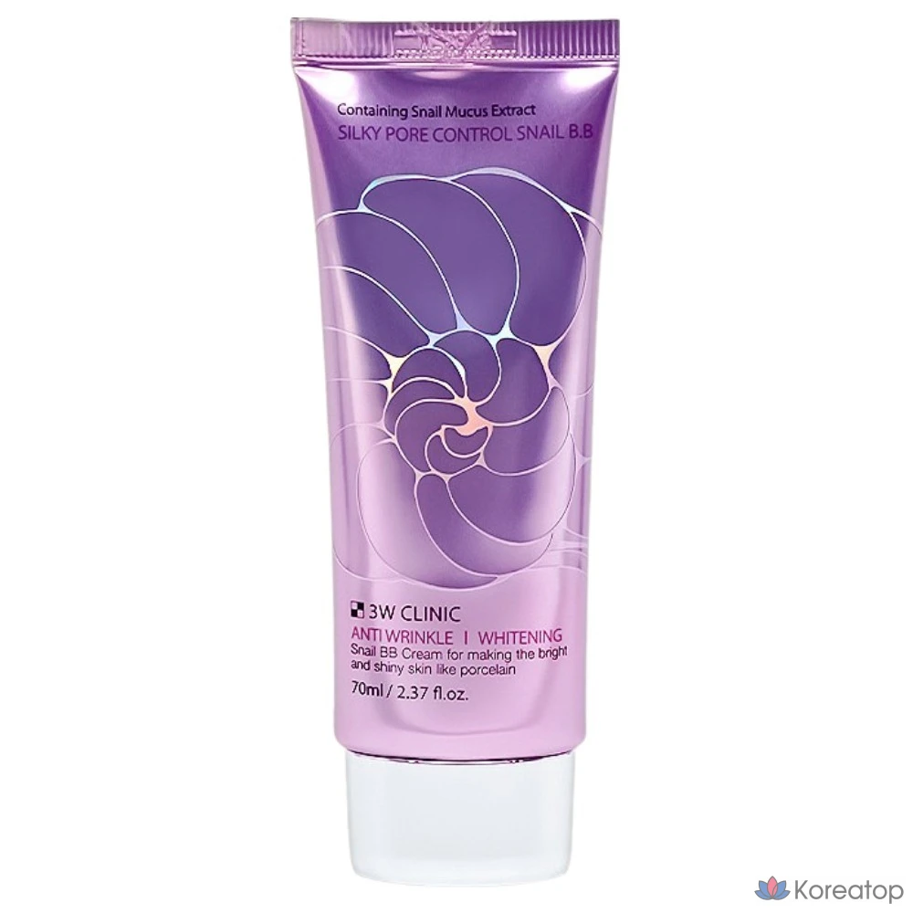 Тональный крем 3W Clinic Snail Mucus Filtrate Silky Pore Whitening Tone-up Pore-free Moisturizing Regenerating BB Cream, оттенок Natural, 70 мл, 1 шт.