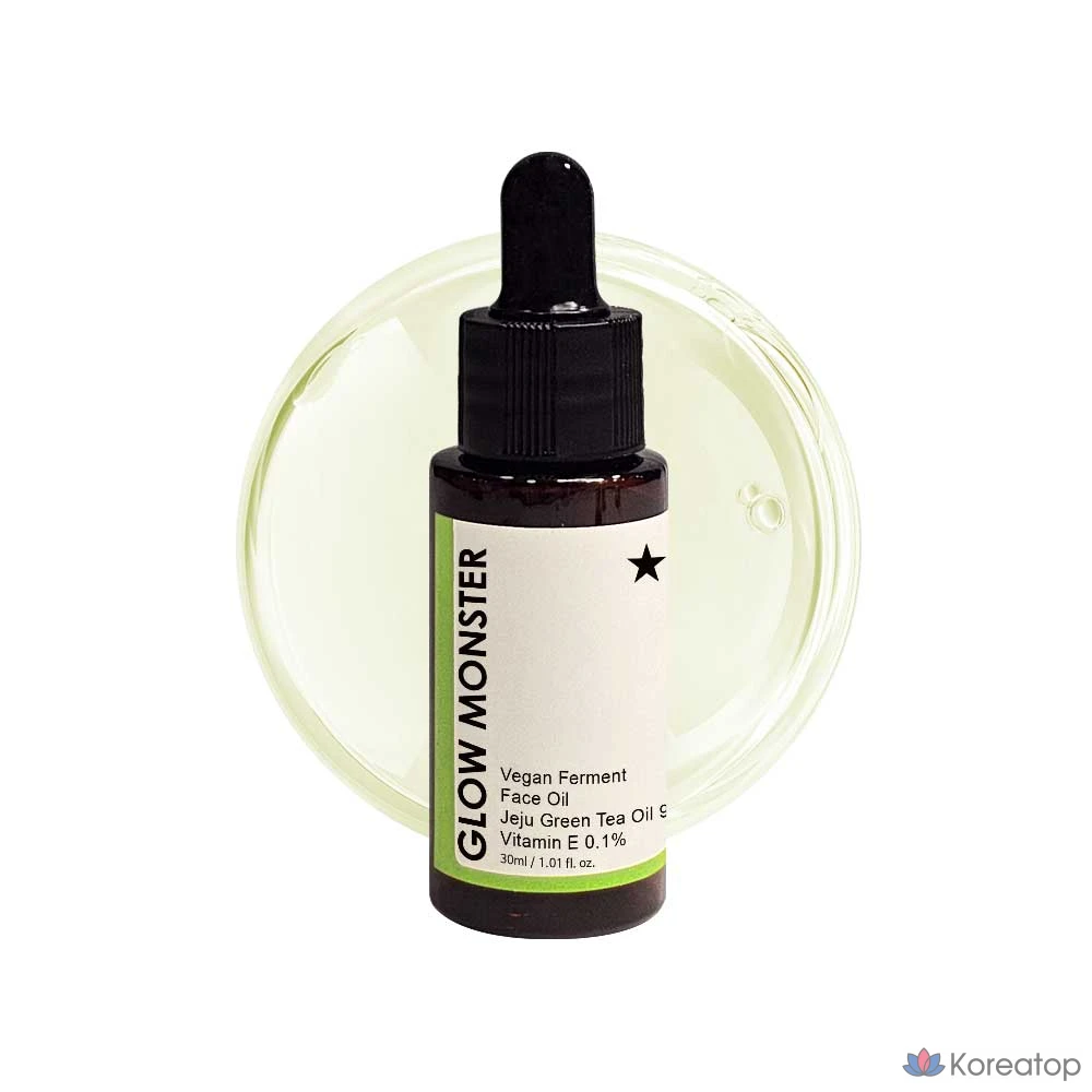 Glow Monster Веганское ферментированное масло для лица с маслом зеленого чая с острова Чеджу 99,9%, 30 мл, 1 шт.