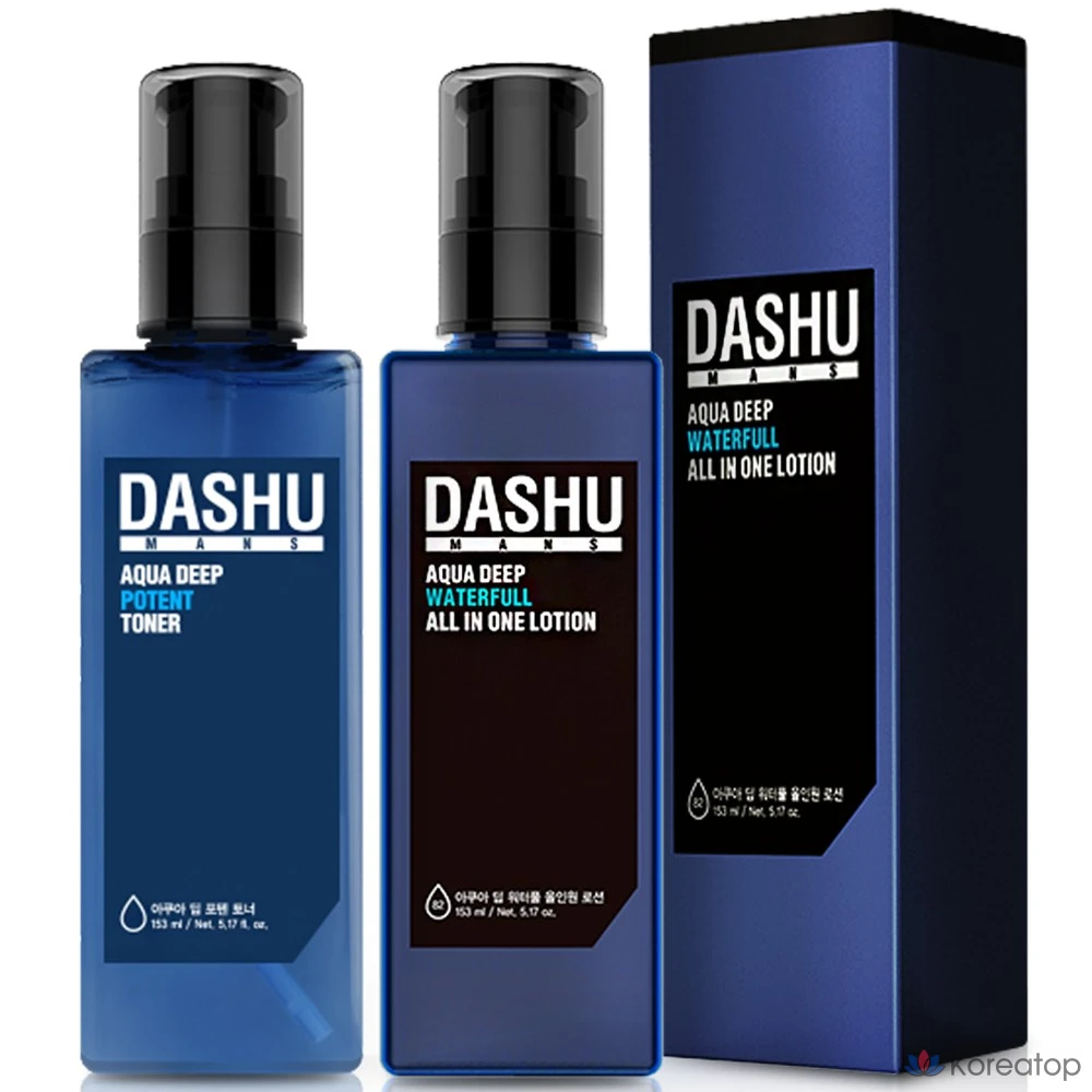 Набор DASHU Men's Aqua Deep Potent Toner + Waterful All-in-One Lotion, 1 комплект