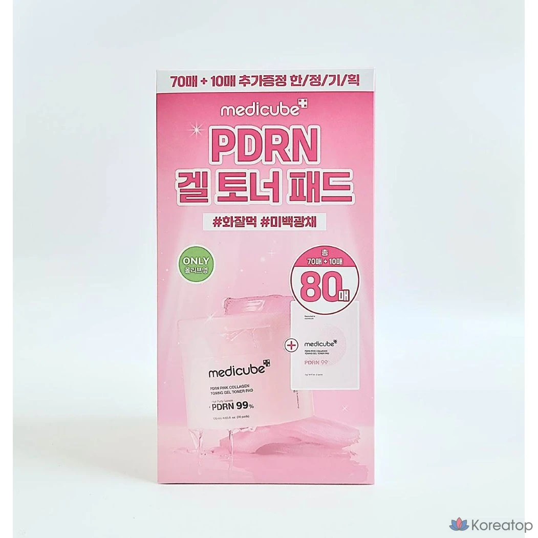 Тонер-пэды Medicube PDRN Pink Collagen Toning Gel Toner Pad, 80 шт.