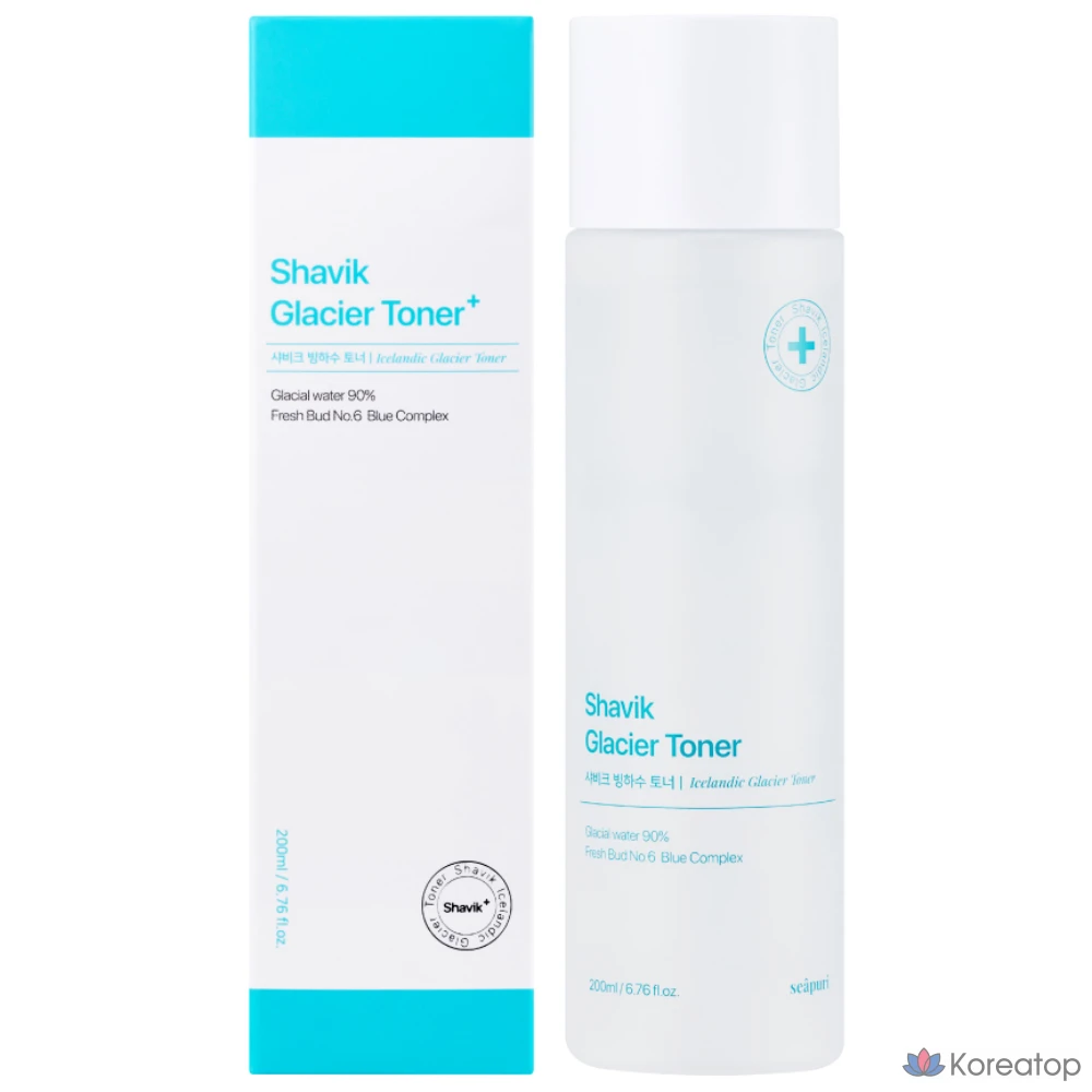 Тоник для лица Seapuri Shavik Glacier Water Toner, успокаивающий и расслабляющий уход за кожей, 200 мл, 1 шт.