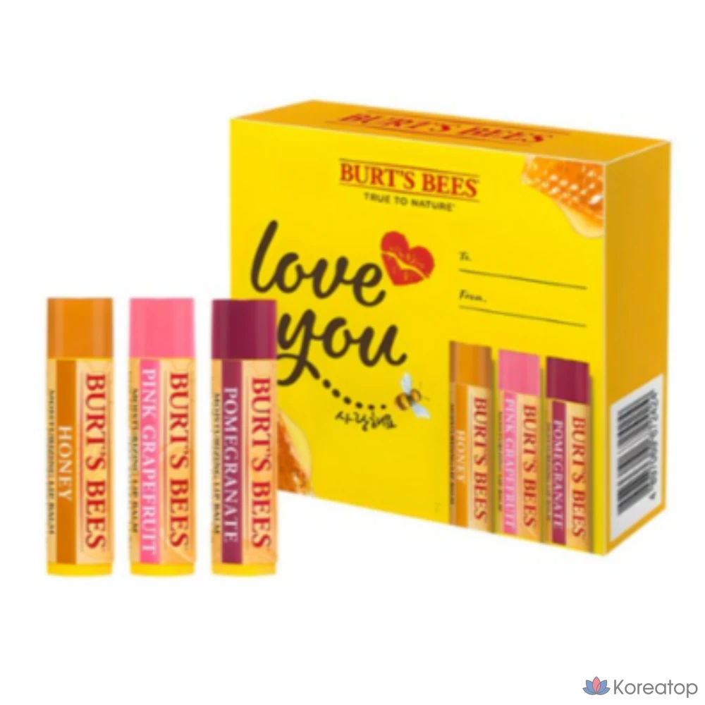 Бальзамы для губ Burt's Bees Love You, 3 цвета (медовый, грейпфрутовый, гранатовый), 12.75 г, 1 шт.