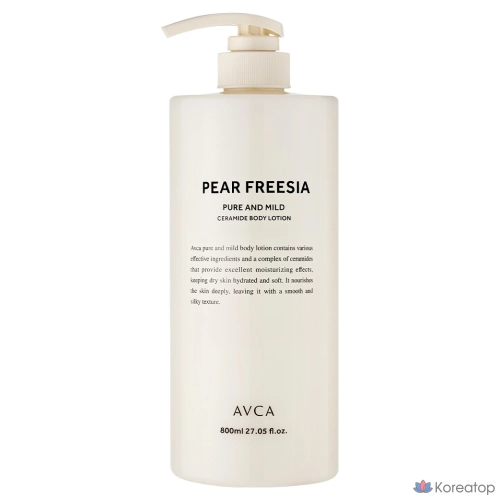 Лосьон для тела AVCA Pure &amp; Mild с керамидами, груша и фрезия, 1 шт., 800 мл
