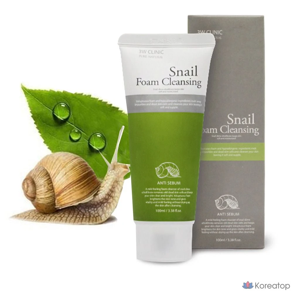 Пенка для умывания 3W Clinic Snail Foam Cleansing, 100 мл, 1 шт.