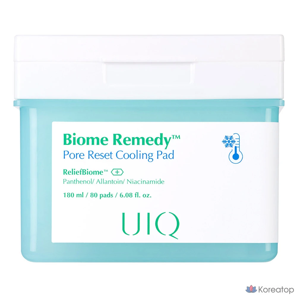 Охлаждающие подушечки для лица UIQ Biome Remedy Pore Reset, 180 мл, 80 листов, 1 упаковка.