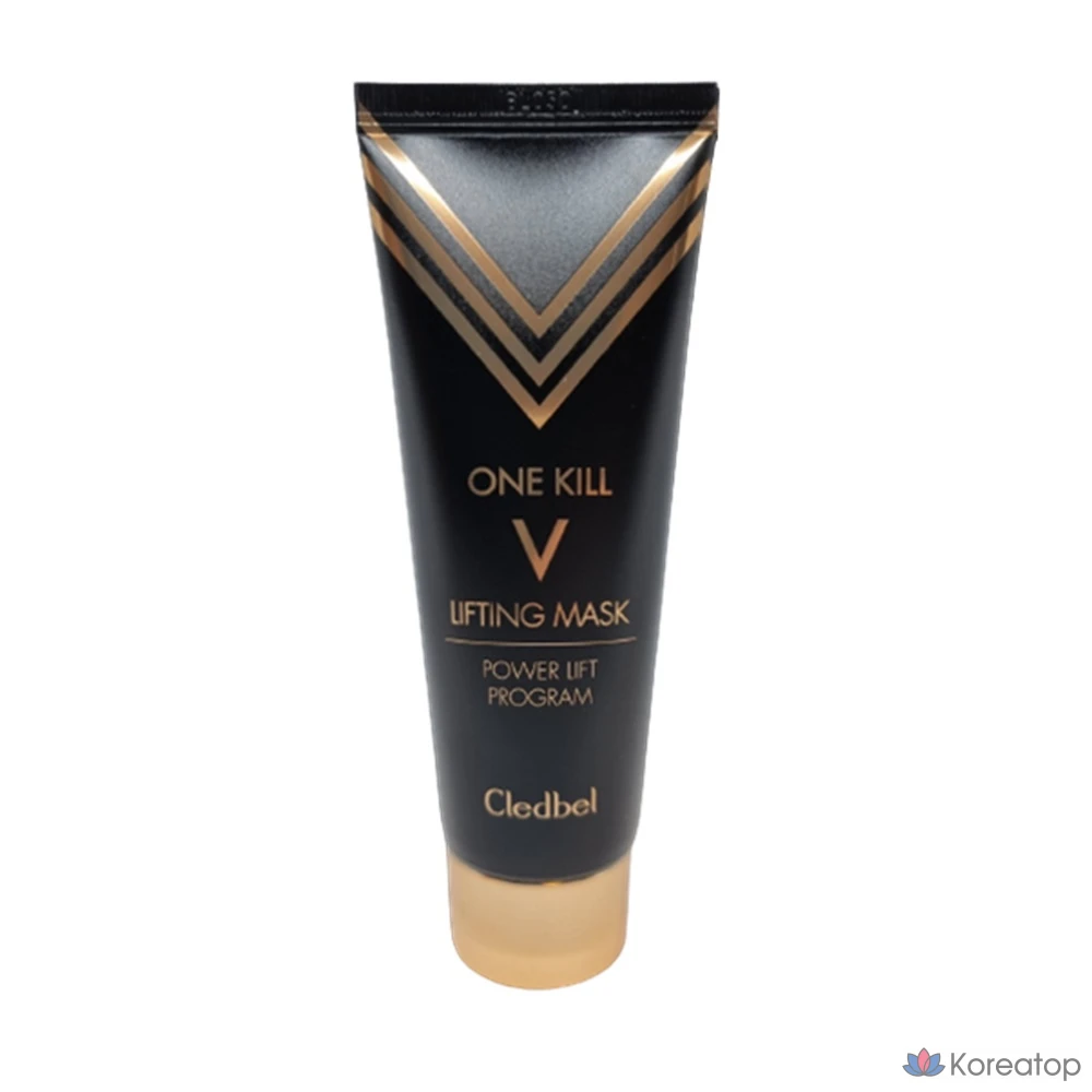 Тканевая маска для лица Cledbel Power Lift Program One Kill V-Mask (Black Edition) + кисть для маски, 70 мл, 1 шт.