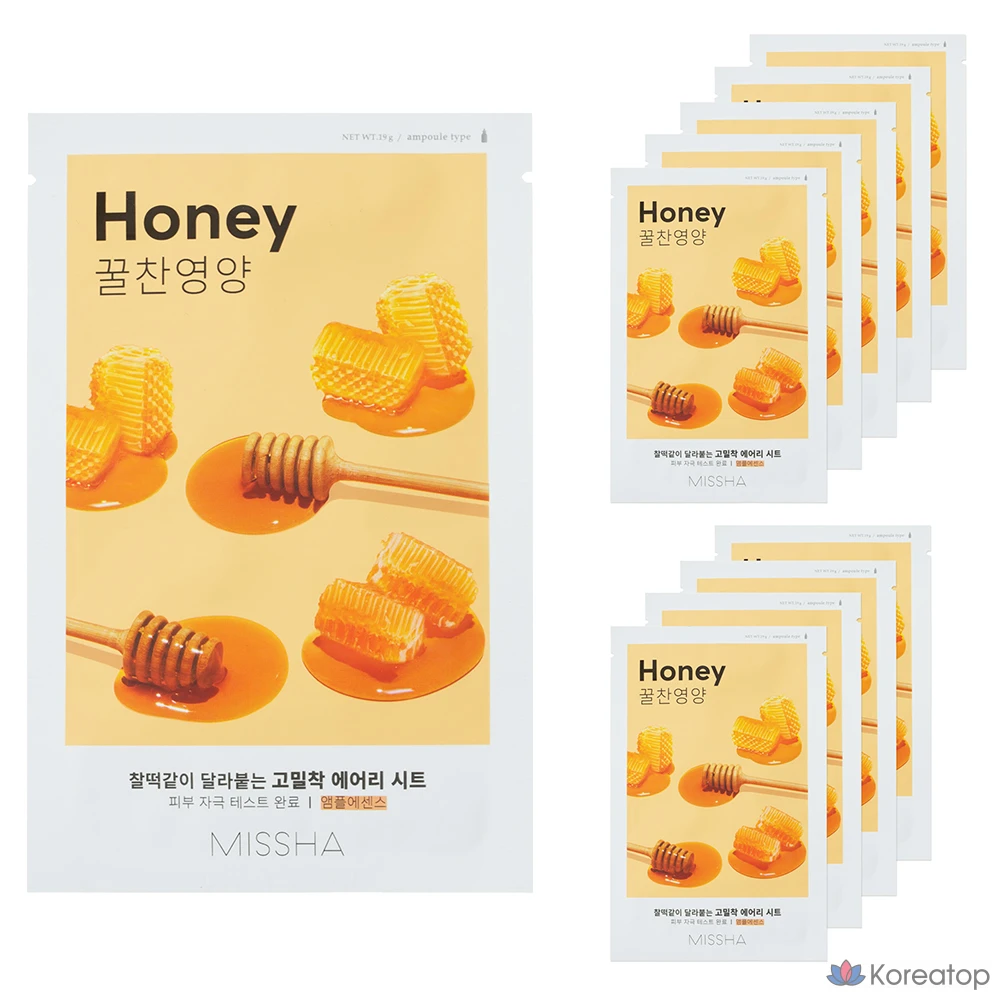 Тканевая маска для лица Missha Airy Fit Sheet Mask Honey, 10 шт.
