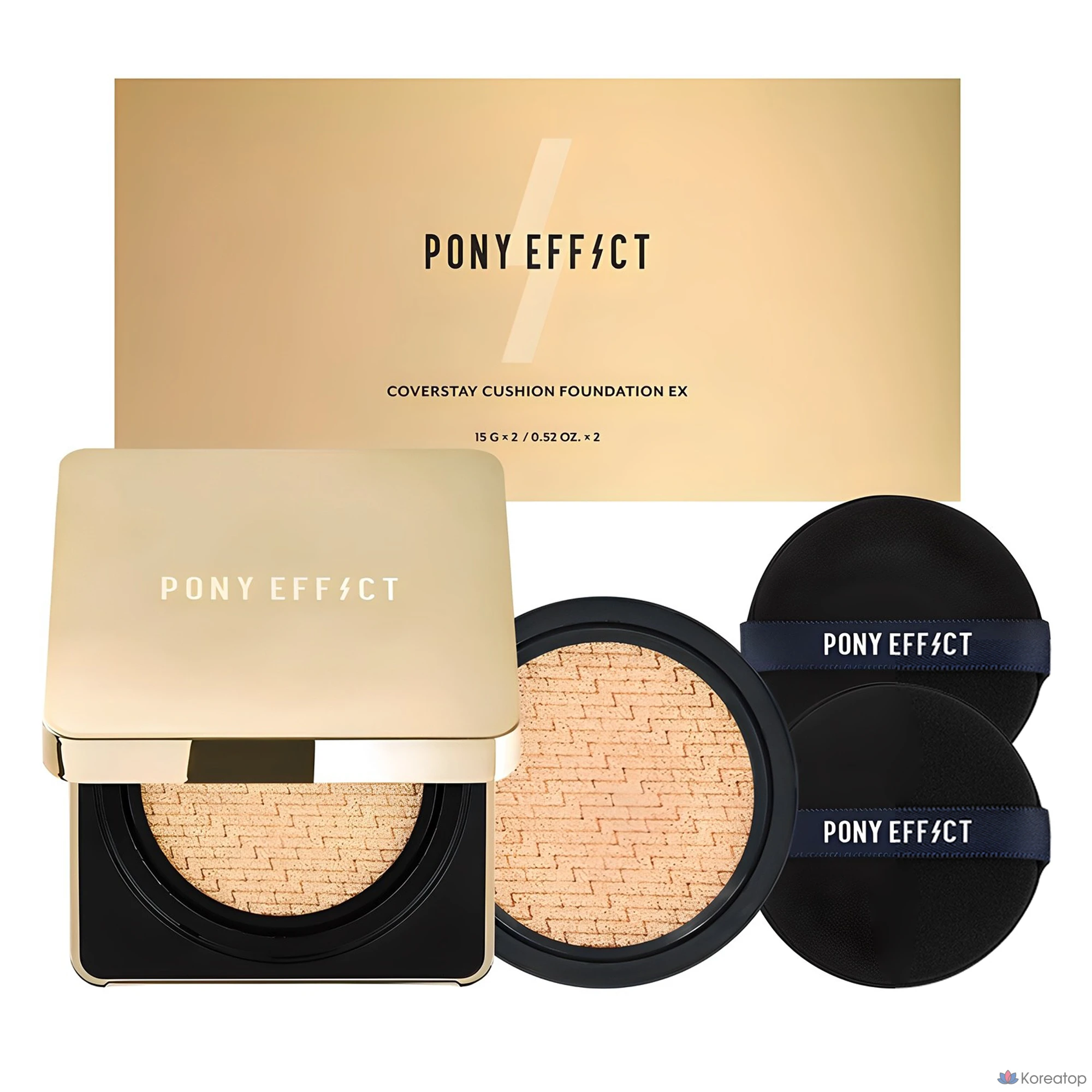 Кушон Pony Effect Coverstay Cushion Foundation EX (основа + рефил), оттенок Warm 21 Natural Ivory, 15 г + 15 г, 1 шт.