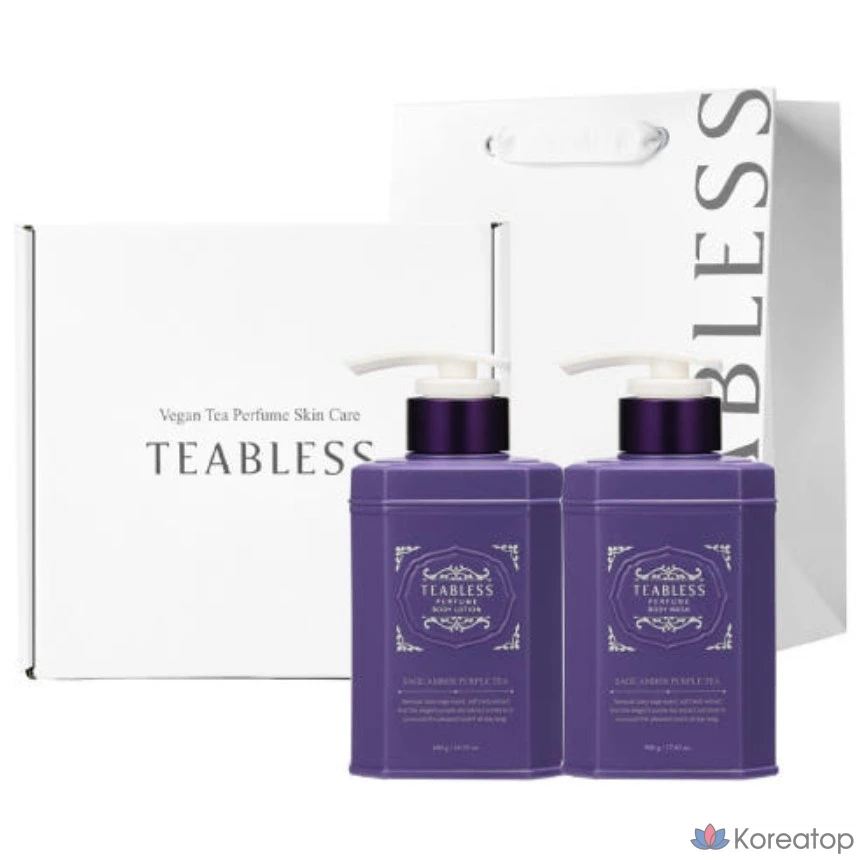Лосьон для тела и гель для душа TEABLESS Purple Tea Floral Woody Body Lotion + Body Wash, 480 г + 500 г, 1 шт.