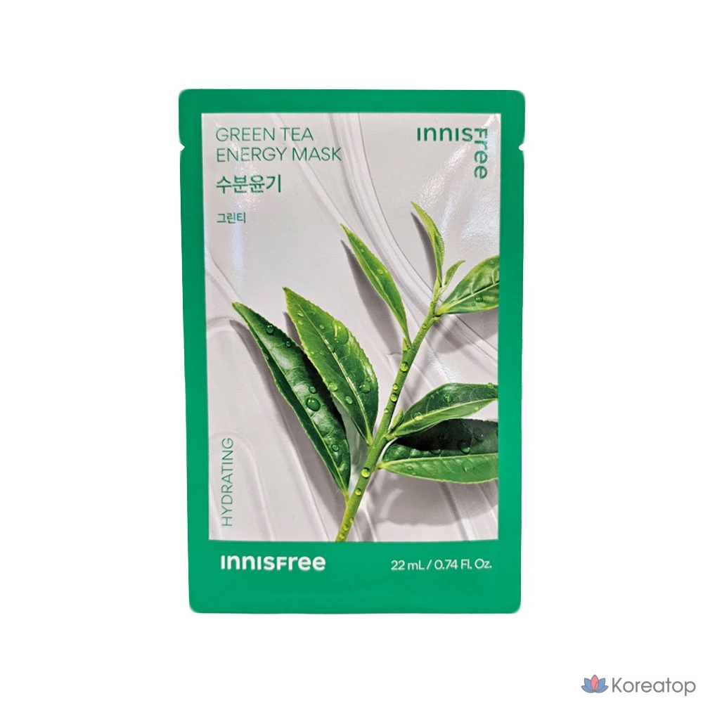 Тканевая маска для лица Innisfree New Green Tea Energy Mask, 22 мл, 1 шт.