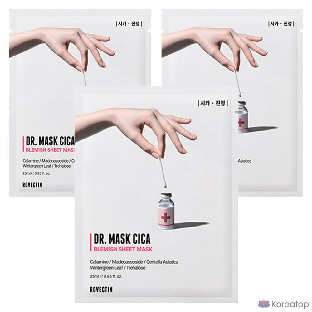 Тканевая маска для лица Rovectin Doctor Cica Mask, 3 шт.