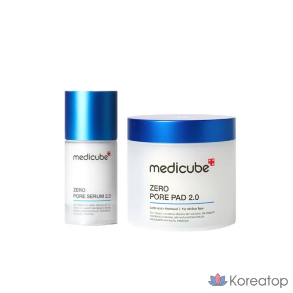 Набор Medicube Skincare Zero Pore 2.0 (2 предмета) / Сыворотка для сужения пор, Сияющая жизненная сила, Увлажняющие подушечки для пор