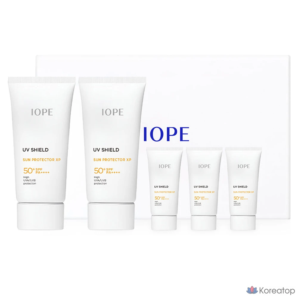 Набор для ухода IOPE UV Shield Protector XP Sun Cream SPF50+ PA++++ (60 мл x 2 шт. + 20 мл x 3 шт.), 1 шт.