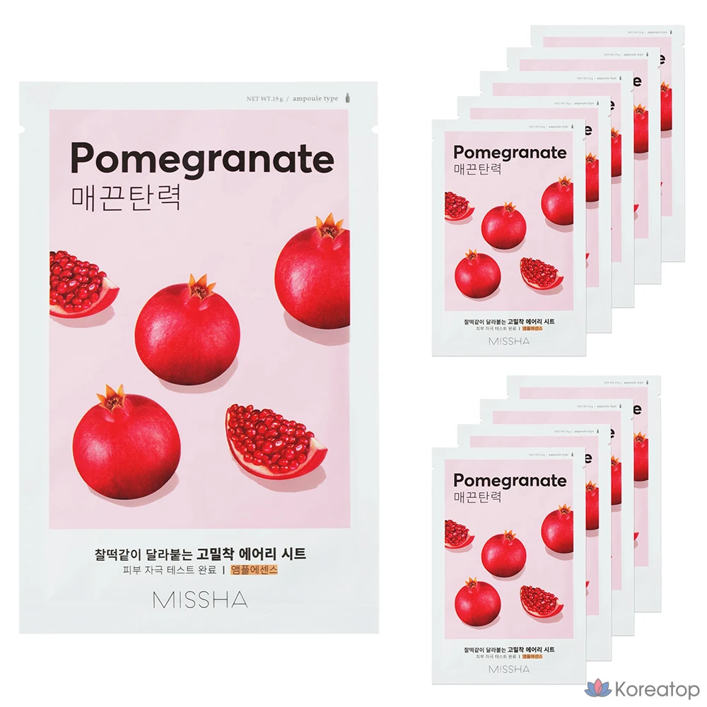 Тканевая маска для лица Missha Airy Fit Sheet Mask Pomegranate, 10 шт.