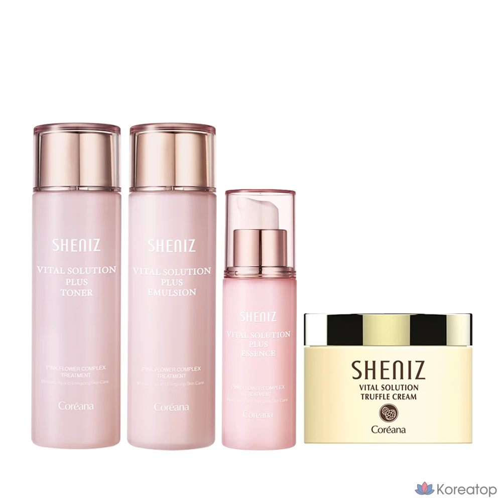 Тоник для лица Coreana Shine Vital Skin Toner 150 мл + Эмульсия 150 мл + Эссенция 55 мл + Питательный крем с белым трюфелем 100 мл, 1 шт.