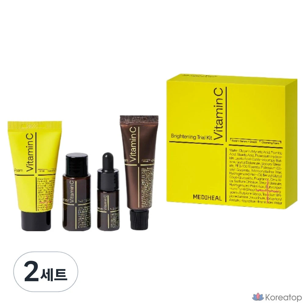 Набор для ухода MEDIHEAL Vita Brightening Trial Kit (Cleansing Foam 30ml + Toner 30ml + Serum 10ml + Cream 20ml), 2 шт.