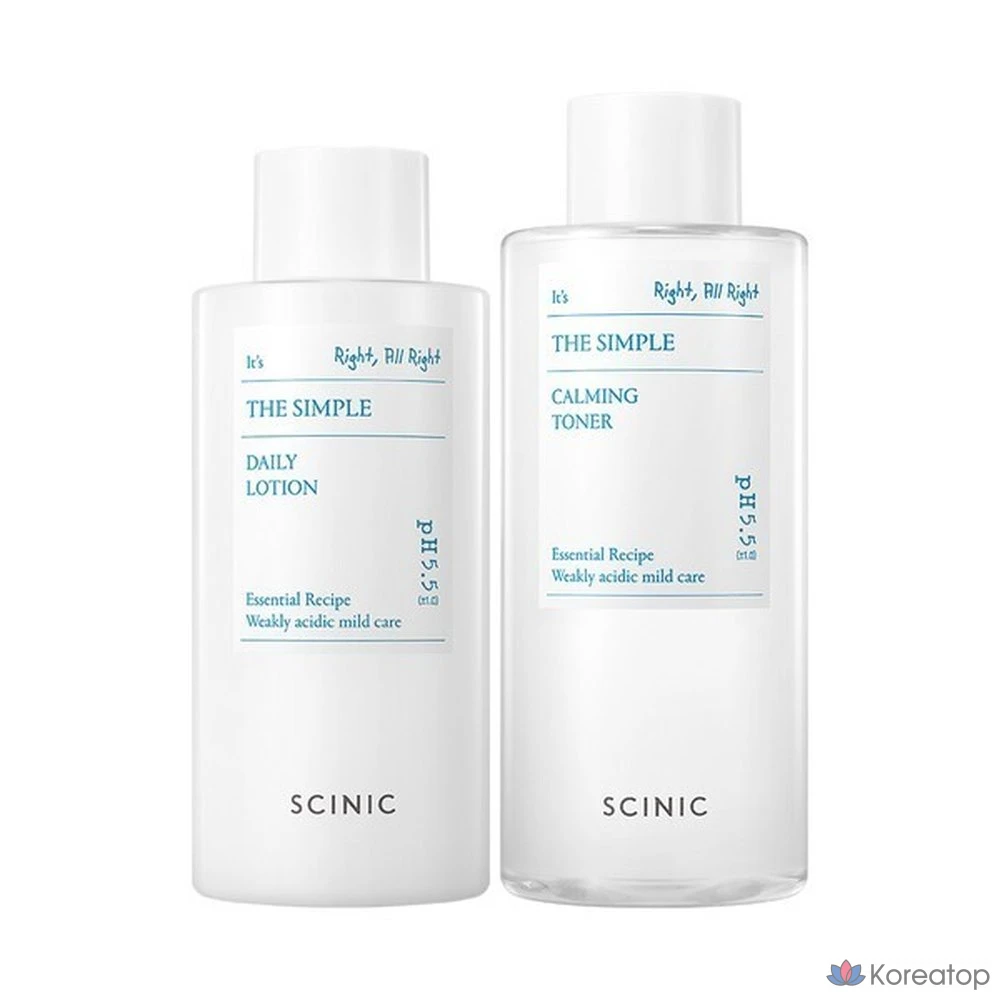 Набор для ухода Scinic The Simple Calming 2-piece Set (Lotion 260 мл + Toner 300 мл), 1 шт.