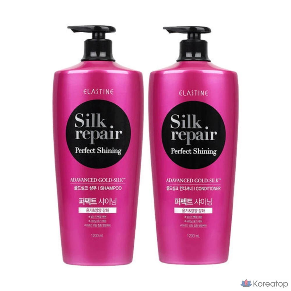 Набор для ухода Elastine Silk Repair Perfect Shining 3-piece Set (Shampoo 1200 мл + Conditioner 1200 мл + Silk Repair 400 мл), 1 шт.