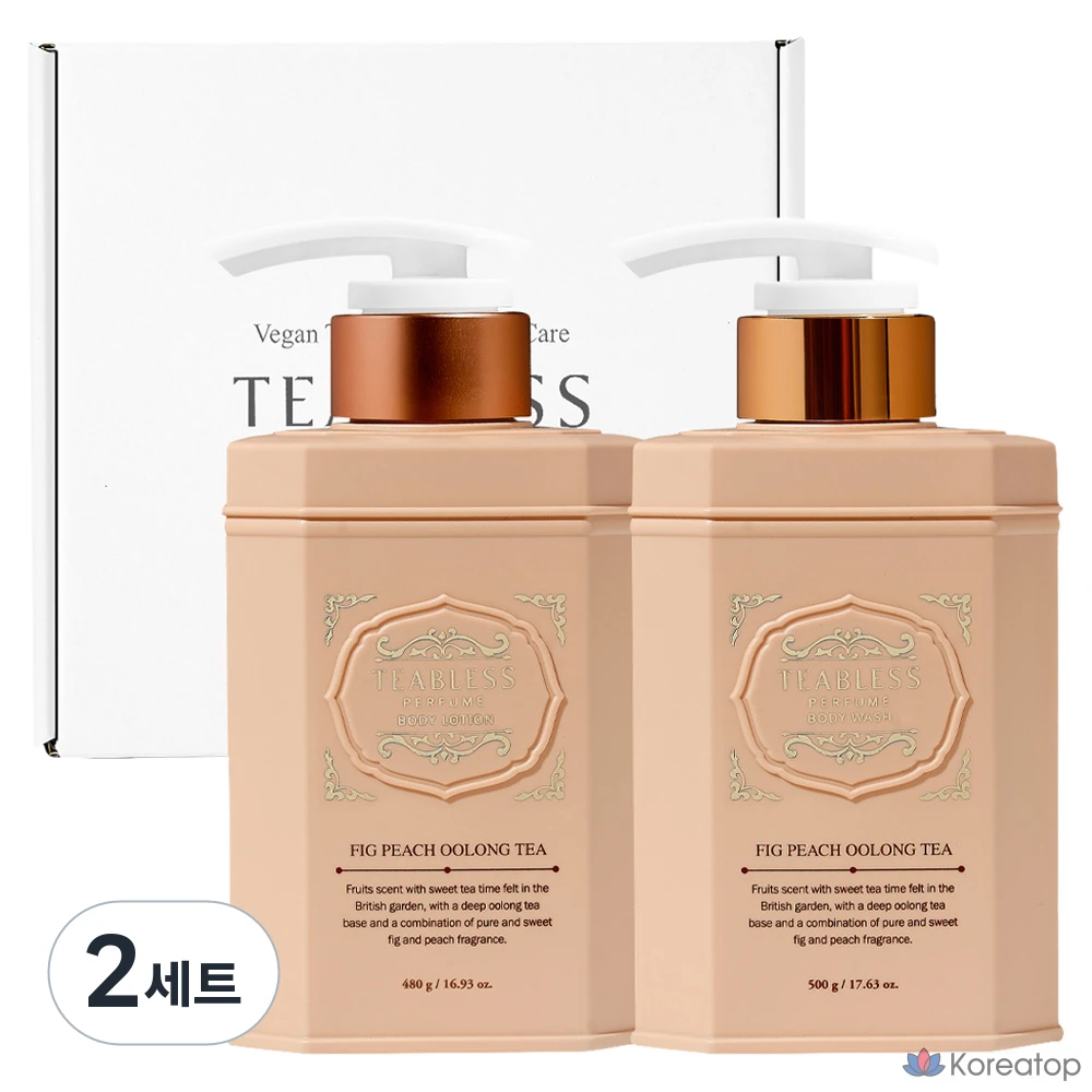 Набор для ухода TEABLESS Perfume Body Lotion + Body Wash + Gift Box Set, аромат Oolong Tea Fig Peach, 2 шт.