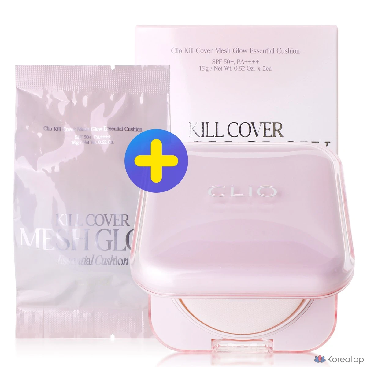 Кушон Clio Kill Cover Mesh Glow Essential Cushion Set (Cushion + Refill), оттенок 21N Linen, 1 шт.
