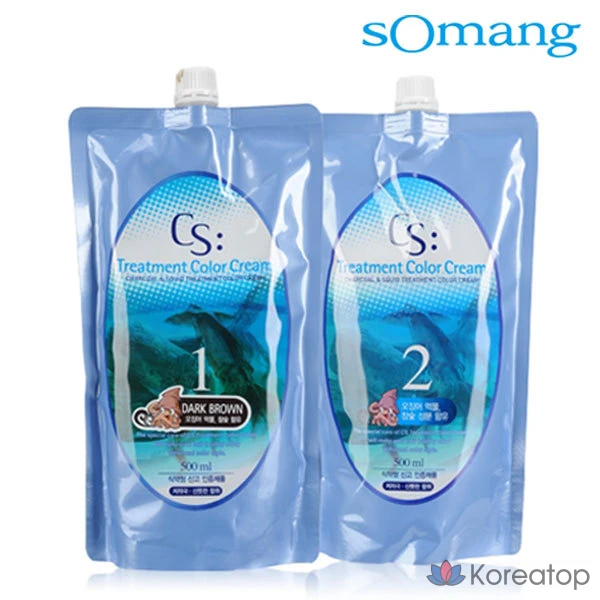 Somang CS Treatment Squid Ink 1 &amp; 2 Solution 500ml, Натуральный коричневый, 1 упаковка