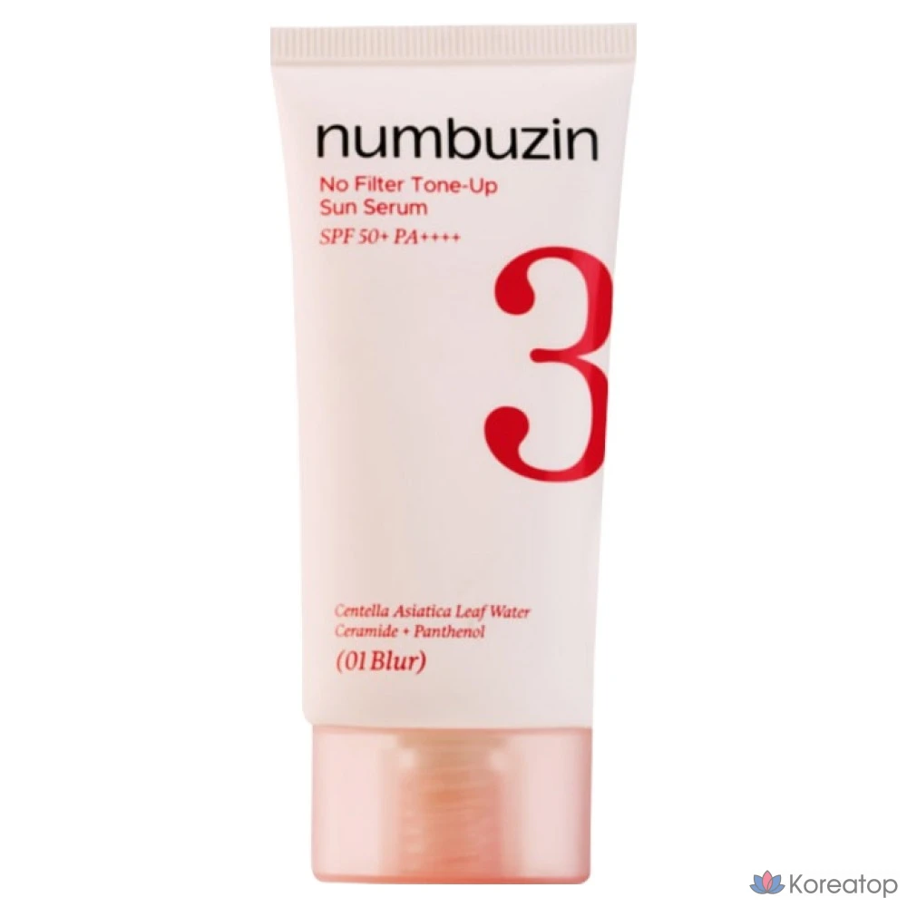 Солнцезащитный крем Numbuzin No.3 Porcelain Base Tone-Up Beige Sunscreen SPF50+ PA++++, оттенок 01 Blur, 50 мл, 1 шт.