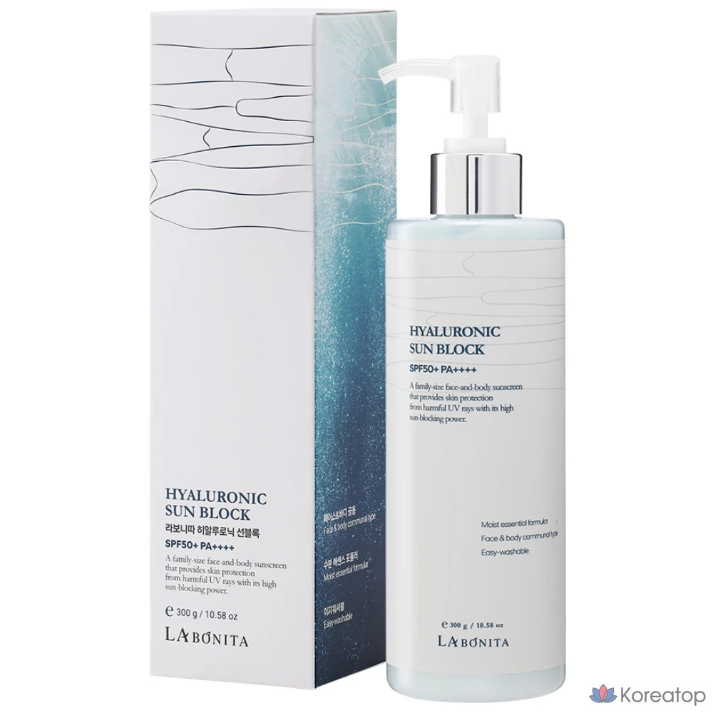 Солнцезащитный крем Labonita с гиалуроновой кислотой, 300 г, прозрачный, не отбеливающий, SPF50+PA++++, для всего тела, 1 шт.