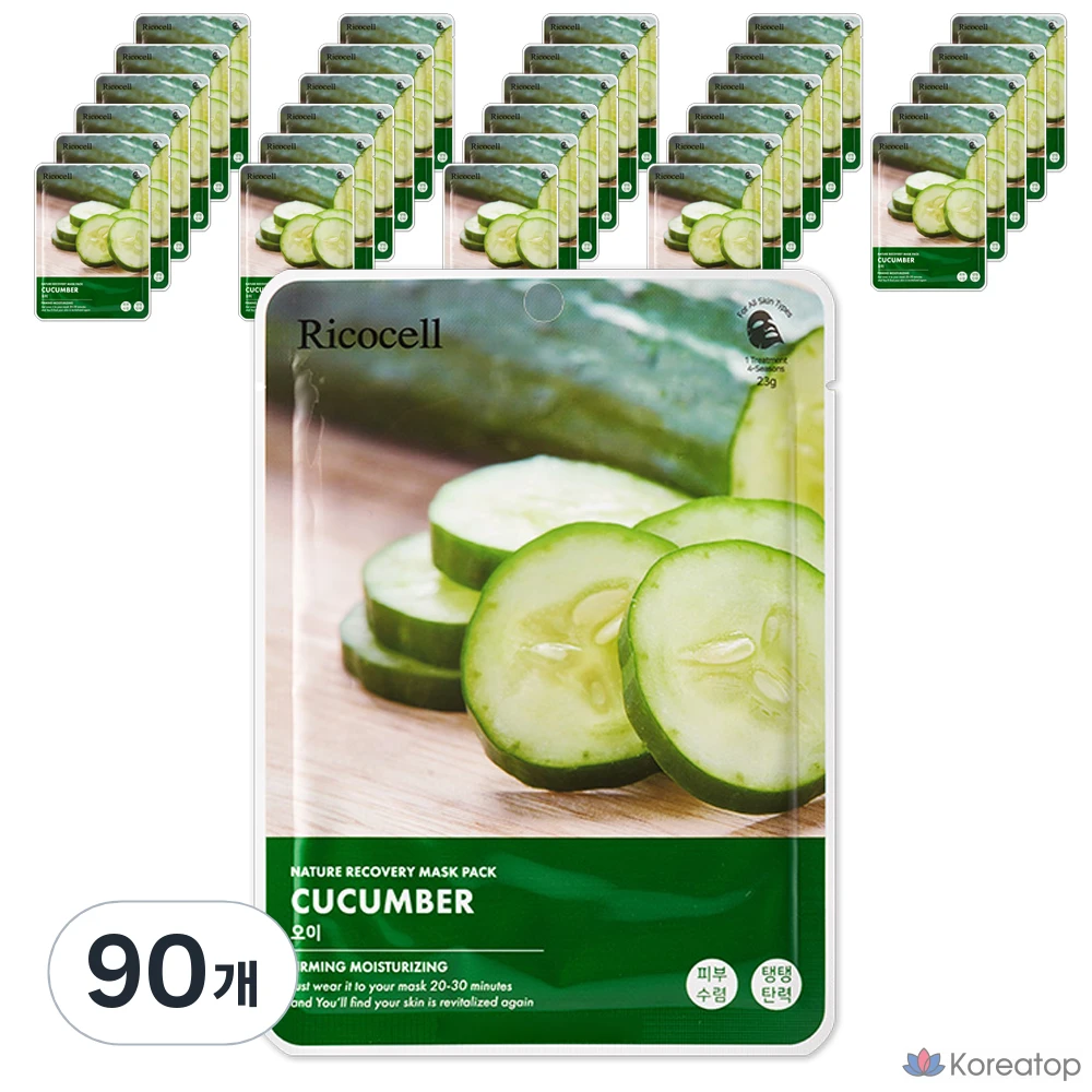 Тканевая маска для лица Ricocell Nature Recovery Mask Cucumber, 23 г, 90 шт.