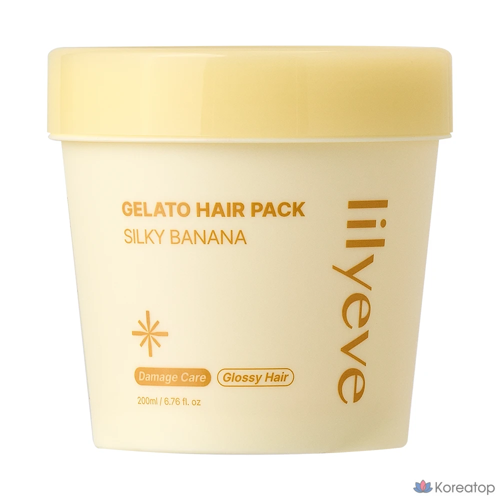 Восстанавливающая маска для волос Lilyeve Repair Gelato Hair Pack Silky Banana с высоким содержанием протеина для поврежденных волос, содержит экстракт морских водорослей, 1 шт., 200 мл