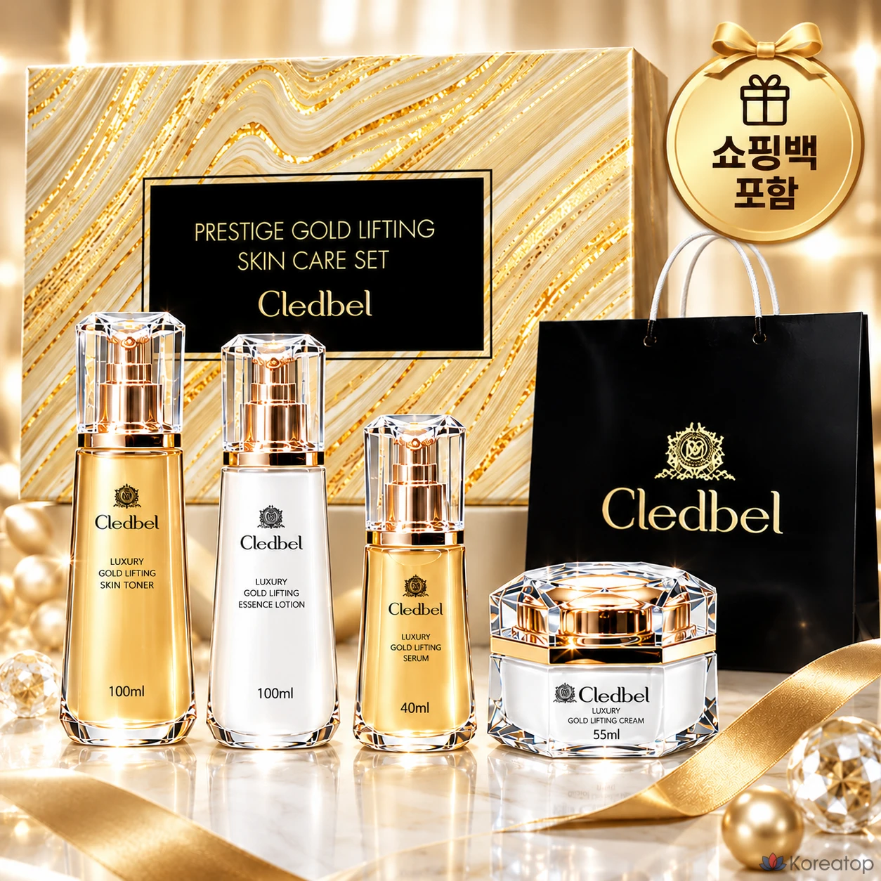 Набор для ухода Cledbel Gold Lifting 4-piece Set (Toner + Lifting Serum + Essence Lotion + Lifting Cream), 1 шт.