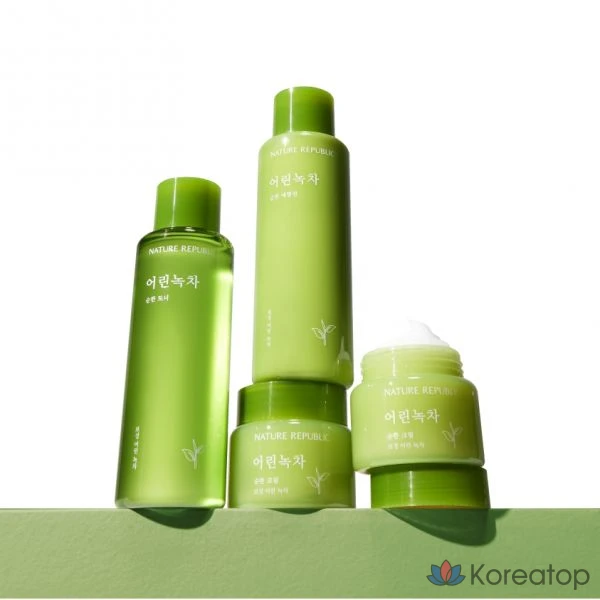 Набор для ухода Nature Republic Fresh Green Tea 3-piece Set (Toner 150 ml + Emulsion 150 ml + Cream 55 ml), 1 шт.
