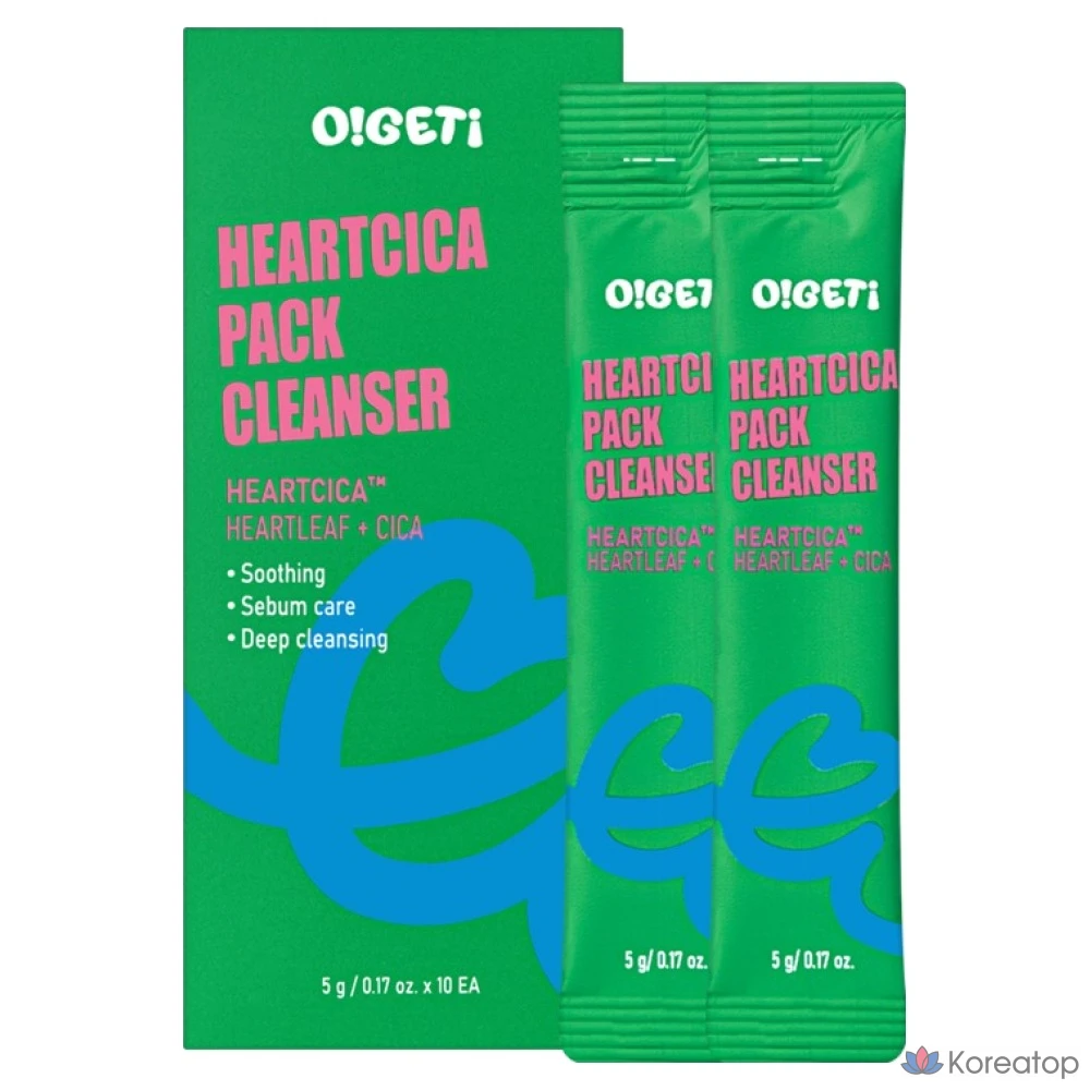 Очищающая маска для лица O!GETi Heart Cica Pack Cleanser, 50 г, 1 шт.