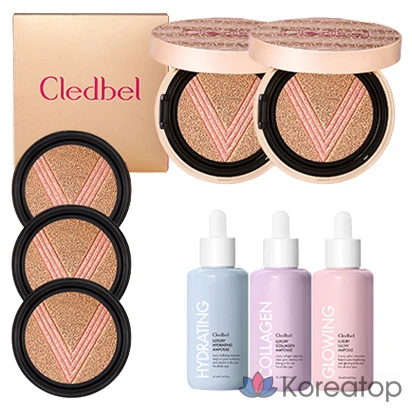 Набор из 3 средств: тональный крем Cledbel Miracle Power Lift V Cushion Foundation (2 шт., 13 г) + сменный блок (3 шт., 13 г) + ампула, № 23, 1 шт.