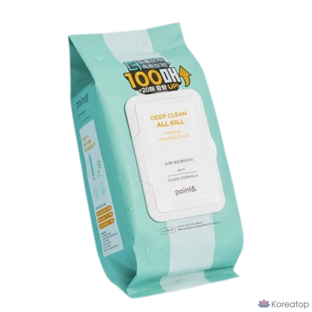 Салфетки для снятия макияжа Point&amp; Deep Clean All Kill Cleansing Tissue, 100 шт.
