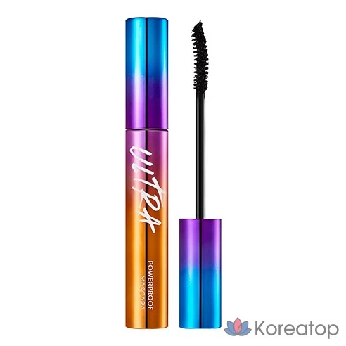 Тушь водостойкая ЧЁРНАЯ Объемная для ресниц с прямой щеточкой ULTRA POWERPROOF MASCARA CURLING &amp; VOLUMIZING 8г
