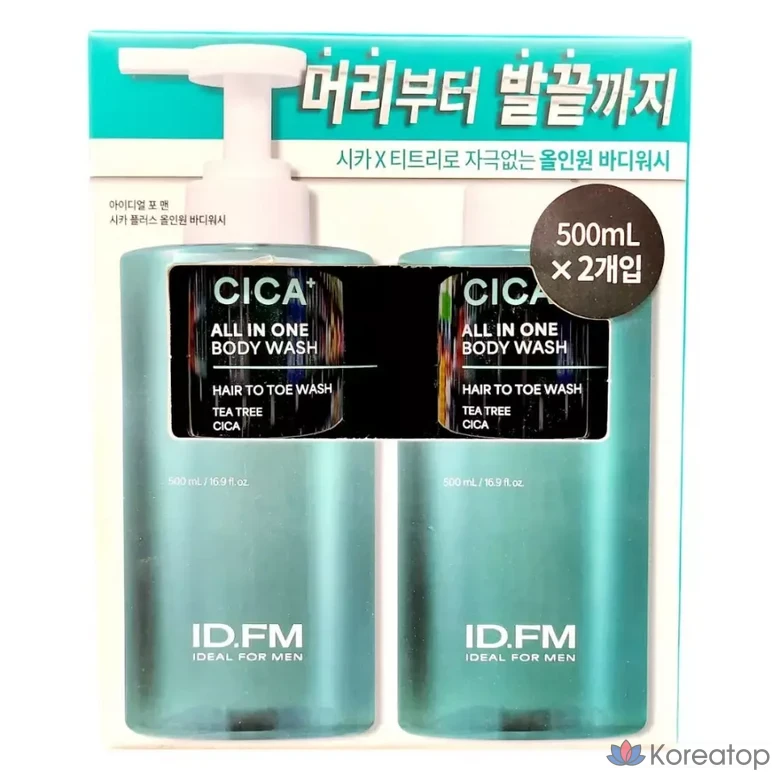 Гель для душа и шампунь 2 в 1 Ideal For Men Cica All-in-One Wash, 500 мл, 2 шт.