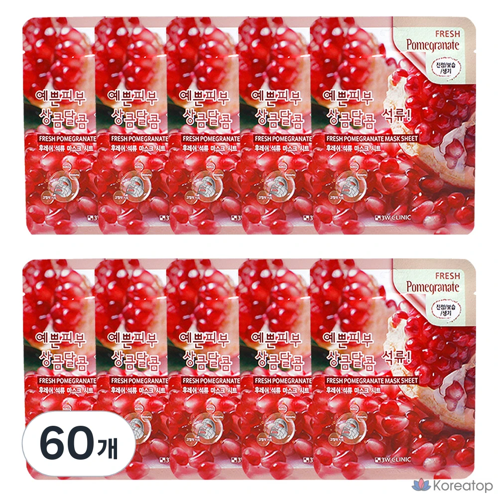 Тканевая маска для лица 3W Clinic Fresh Pomegranate Mask Sheet, 60 шт.