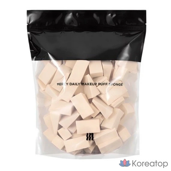 Спонж-пуховка MERZY Daily Makeup Triangle Puff Sponge, 100 шт., бежевый, 1 шт.
