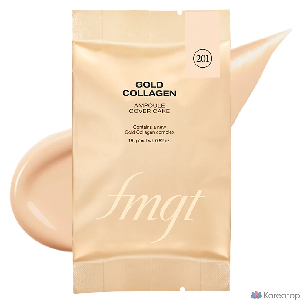 The Face Shop New Gold Collagen Cover Cake Refill 15g, 201 Apricot Beige, 1 ea.