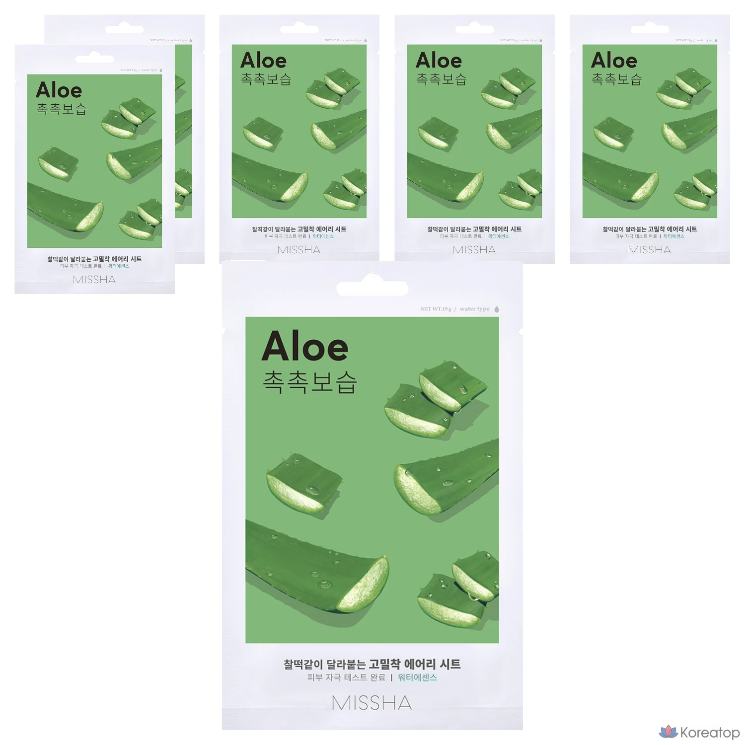 Тканевая маска для лица Missha Airy Fit Sheet Mask Aloe, 6 шт.