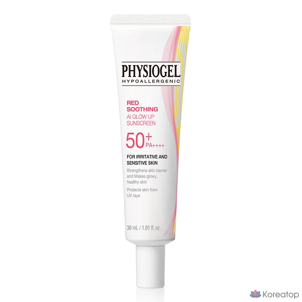 Солнцезащитный крем PHYSIOGEL Red Soothing AI Glow Up Sunscreen SPF50+ PA++++, 30 мл, 1 шт.